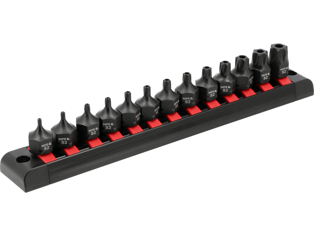 Smūginiai antgaliukai su skylutėmis TORX | T10 - T70 | 3/8" | 13 vnt (YT-10668)