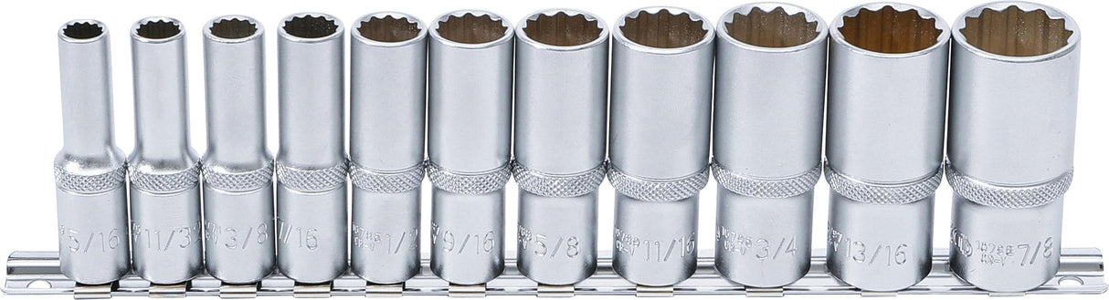 Galvučių rinkinys, 12-kampų, ilgos | 10 mm (3/8") | Coliniai dydžiai | 11 vnt. (6859)