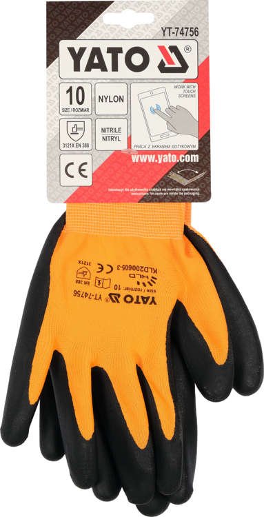 Darbo prštinės | 15 g nitrilas / nailonas | tinka jutikliniams ekranaims | 10 dydis (YT-74756)