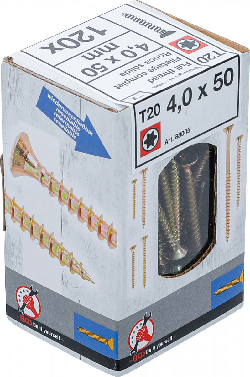 Universalūs varžtai | T-Star (Torx) T20 | 4.0 x 50 mm | 120 vnt. (88005)