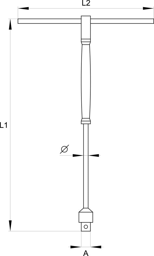 Slankiojanti rankena galvutėms | gumuota | 12.5 mm (1/2") (YT-1567)