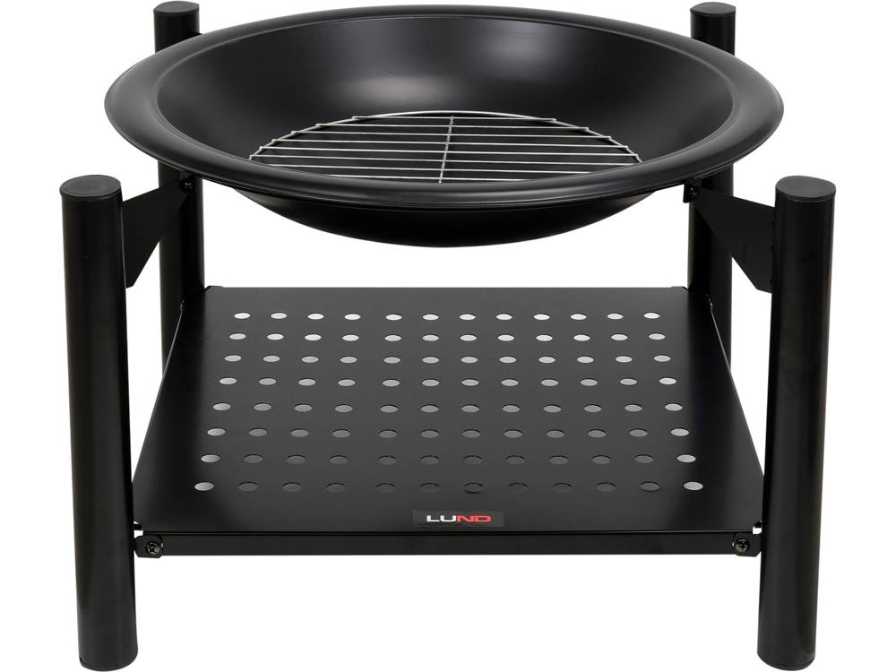 Plieninė krosnelė | grotelės | su malkų dėtuve | 58 X 58 X 55 cm (99914)