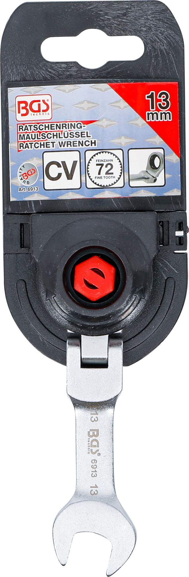 Kombinuotas raktas su terkšle | trumpas | šarnyrinis | 13 mm (6913)