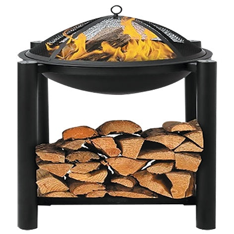 Plieninė krosnelė | grotelės | su malkų dėtuve | 58 X 58 X 55 cm (99914)