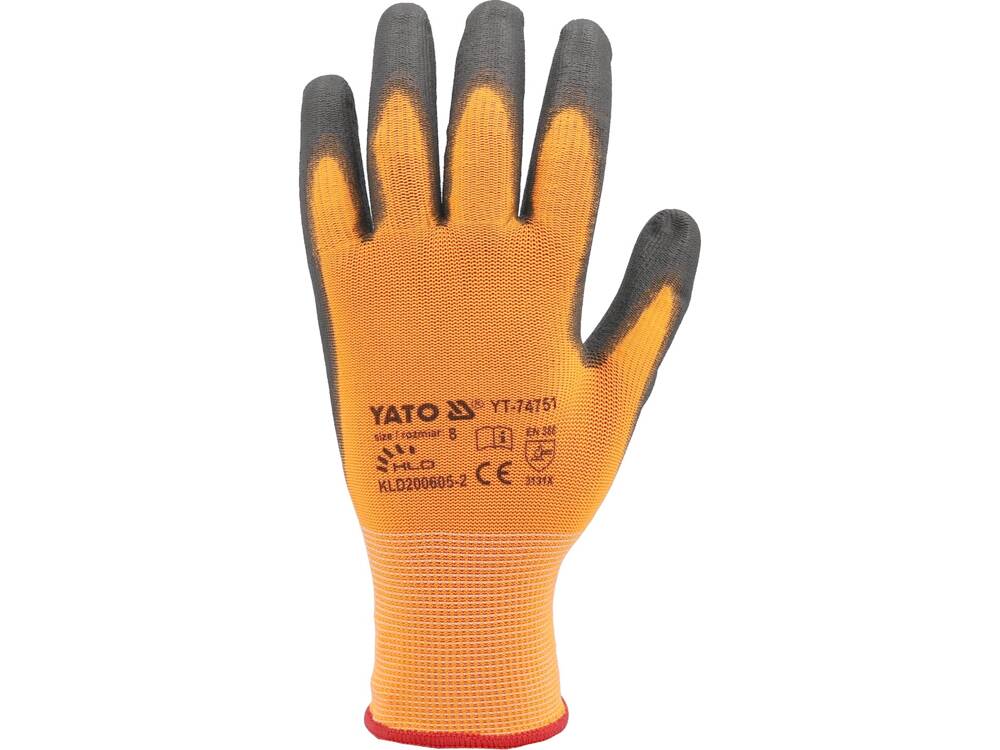 Darbo pirštinės | poliesteris / dengta poliuretanu PU | tinka jutikliniams ekranams | 10 dydis (YT-74753)