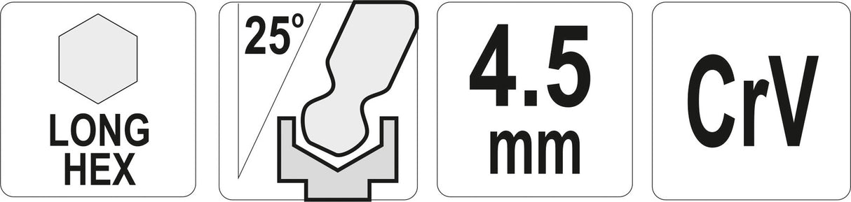 L tipo raktas | ilgas | hex šešiakampis su šarnyru | 4,5 mm (YT-05455)