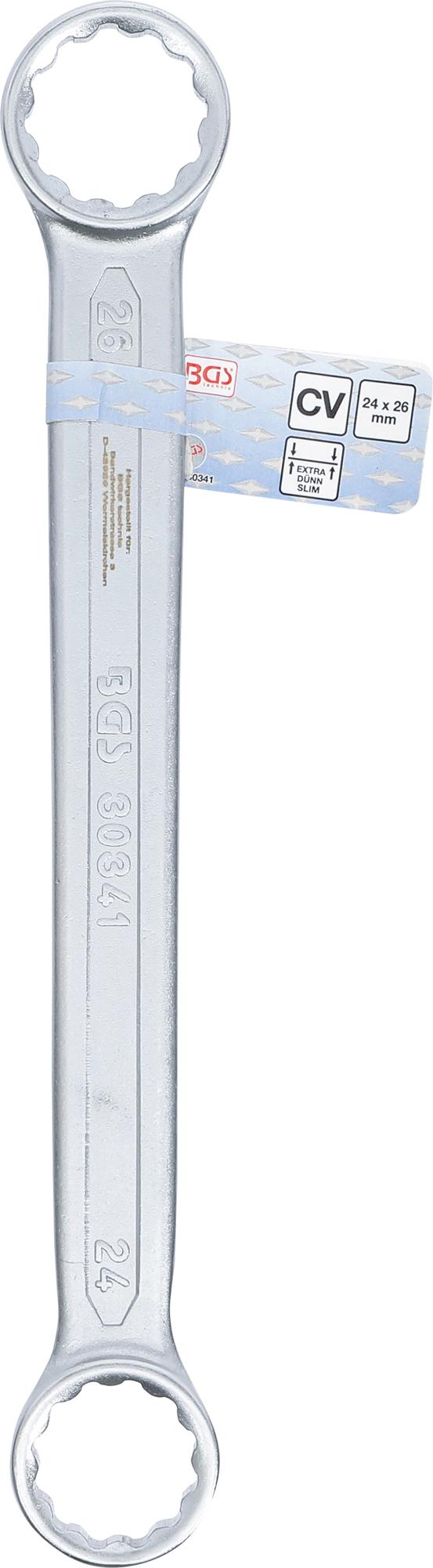 Raktas kilpinis dvipusis tiesus plokščias | 24 x 26 mm (30341B)