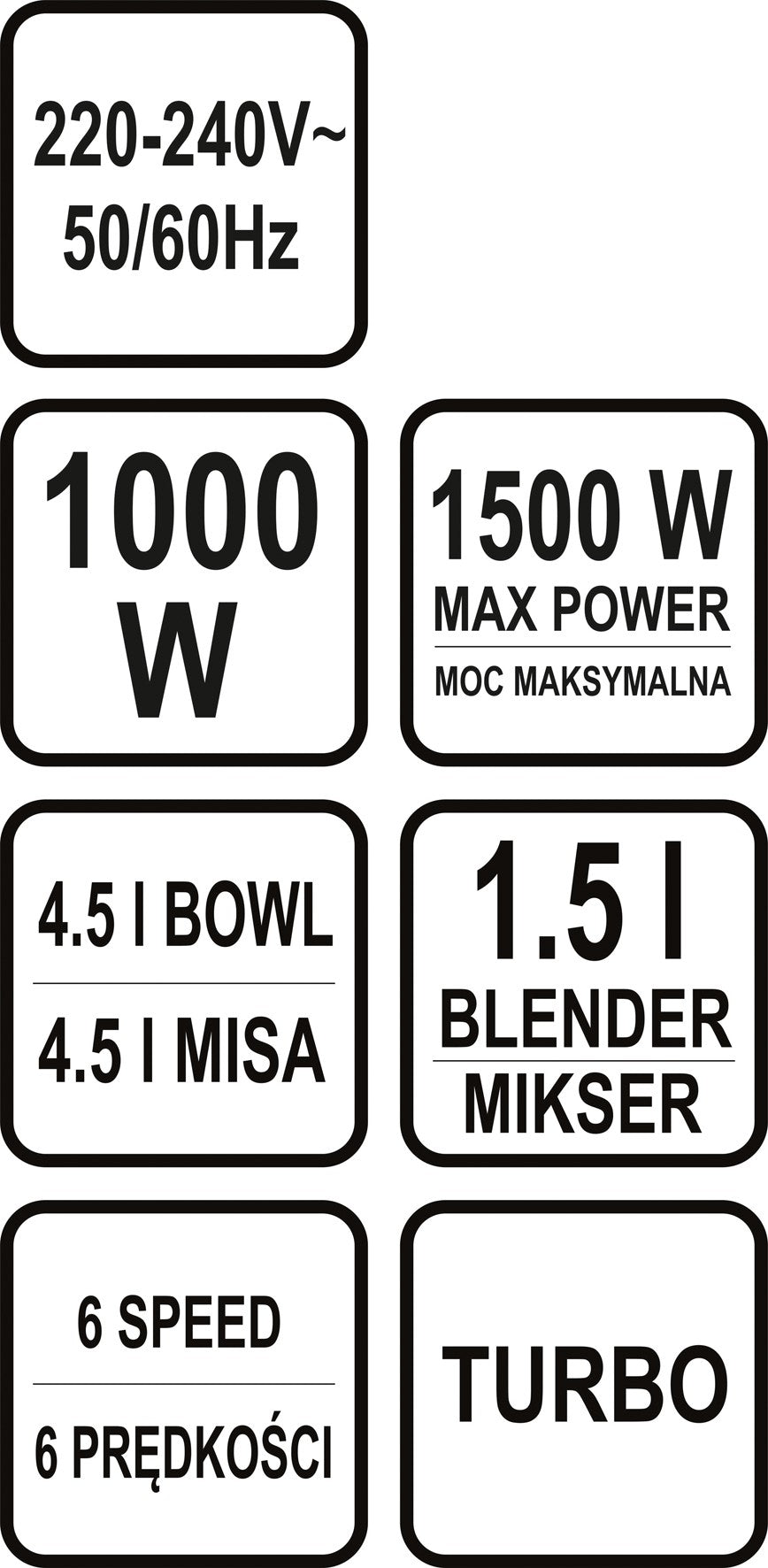 Planetarinis mikseris 3 in 1 | 1000W, 4,5L Juodas (67811)