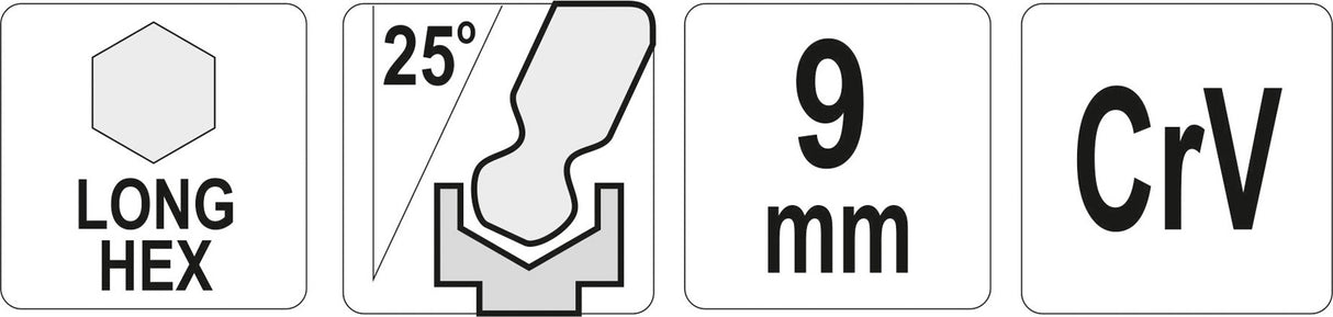 L tipo raktas | ilgas | hex šešiakampis su šarnyru | 9,0 mm (YT-05461)