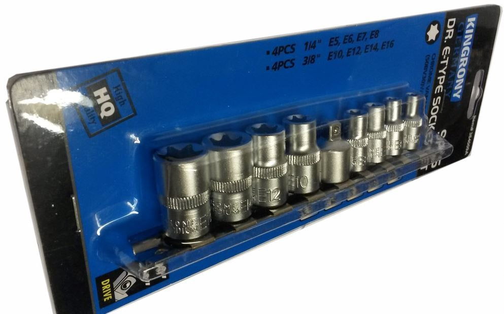 Galvučių rinkinys E-Tipas | 6.3 mm (1/4 ") / 10 mm (3/8") | E5 - E16 | 10 vnt. (KR384009A)