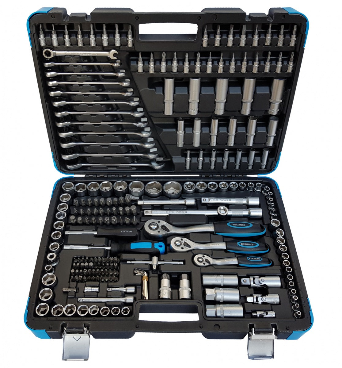 Įrankių rinkinys | Terkšliniai veržliarakčiai | 6.3 mm (1/4") / 10 mm (3/8") / 12,5 mm (1/2") | 216 vnt. (KR121216R)