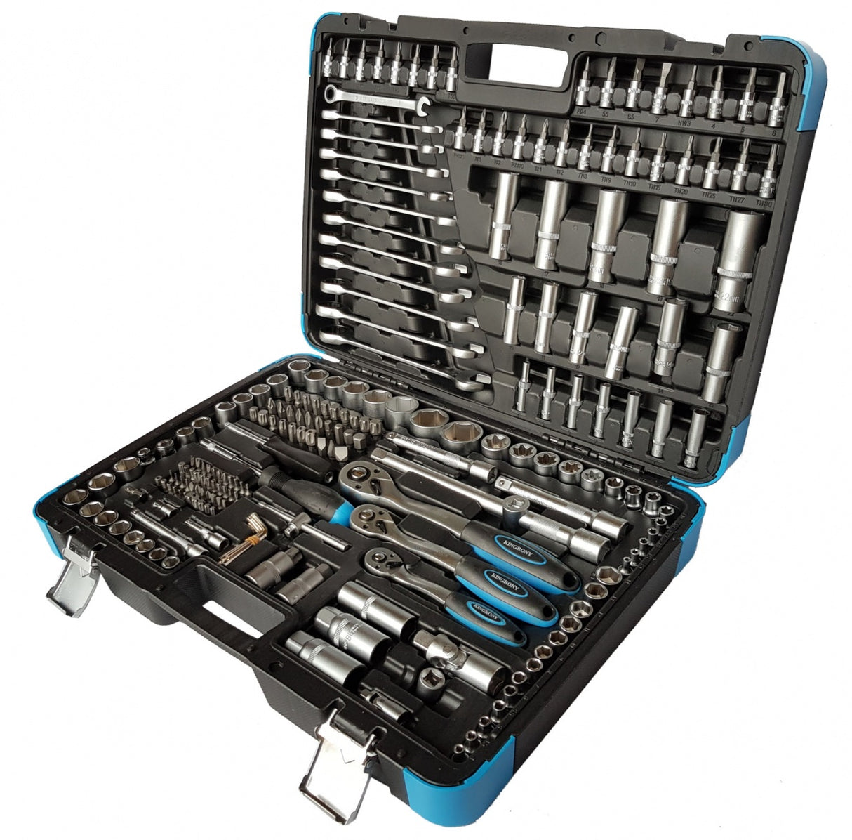 Įrankių rinkinys | Terkšliniai veržliarakčiai | 6.3 mm (1/4") / 10 mm (3/8") / 12,5 mm (1/2") | 216 vnt. (KR121216R)