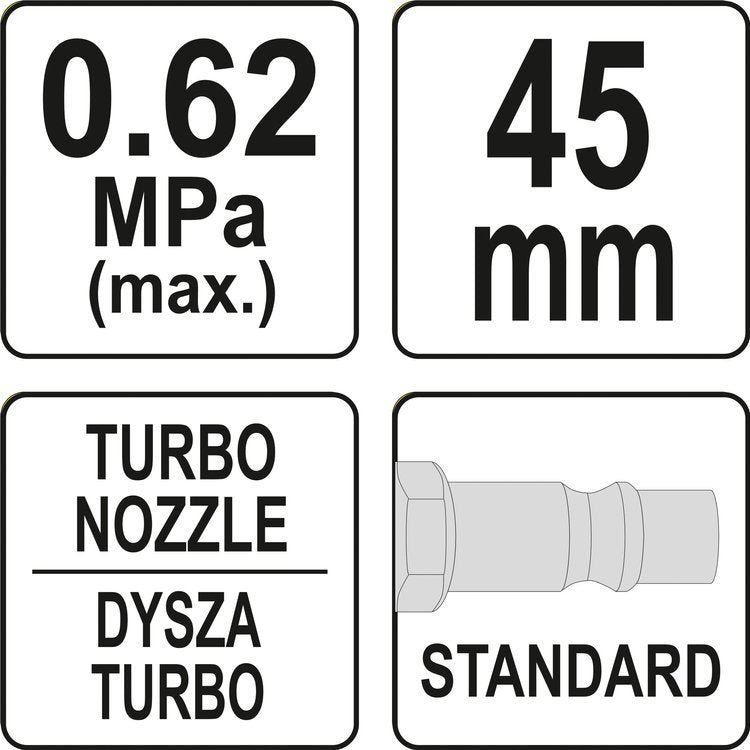 Oro pūtimo pistoletas | su turbo purkštuku | 45 mm (YT-23722)
