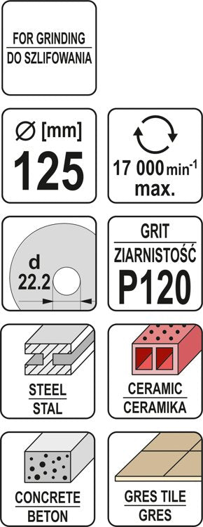 Šlifavimo diskas universalus | elastinis | P120 / 125 mm (YT-83266)