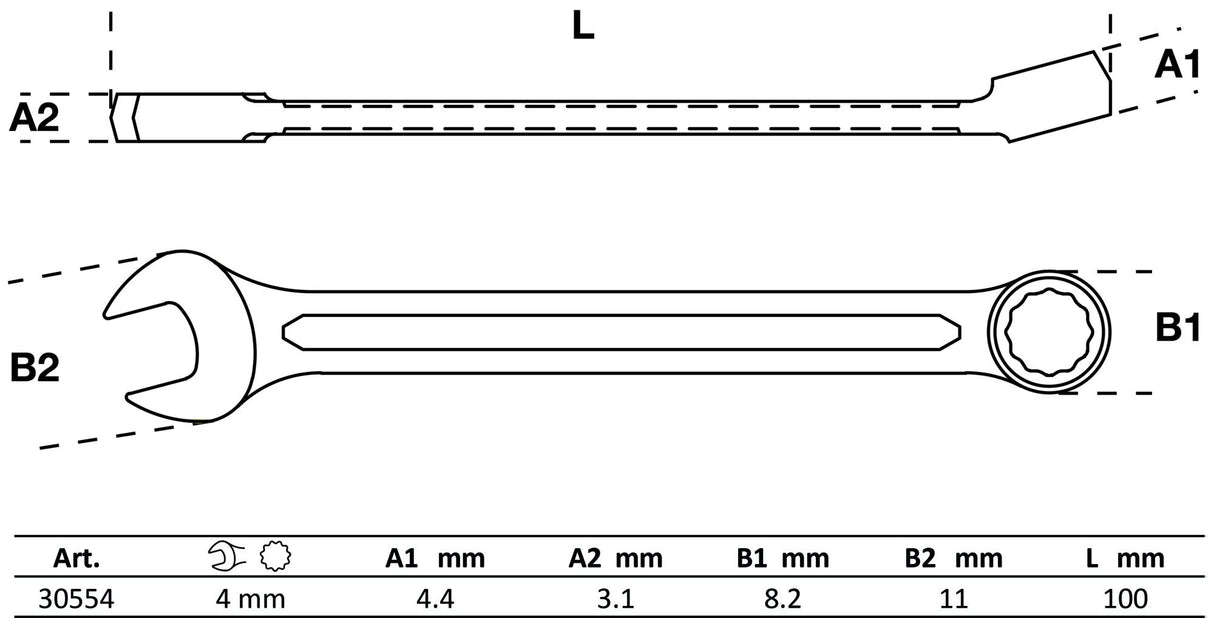 Raktas kombinuotas | 4 mm (30554)