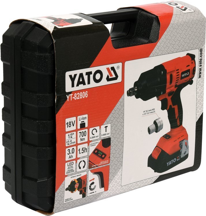 Akumuliatorinis smūginis veržliasūkis | bešepetėlinis | Li-ion | 3,00 mAh | 700Nm | 18V (YT-82806)