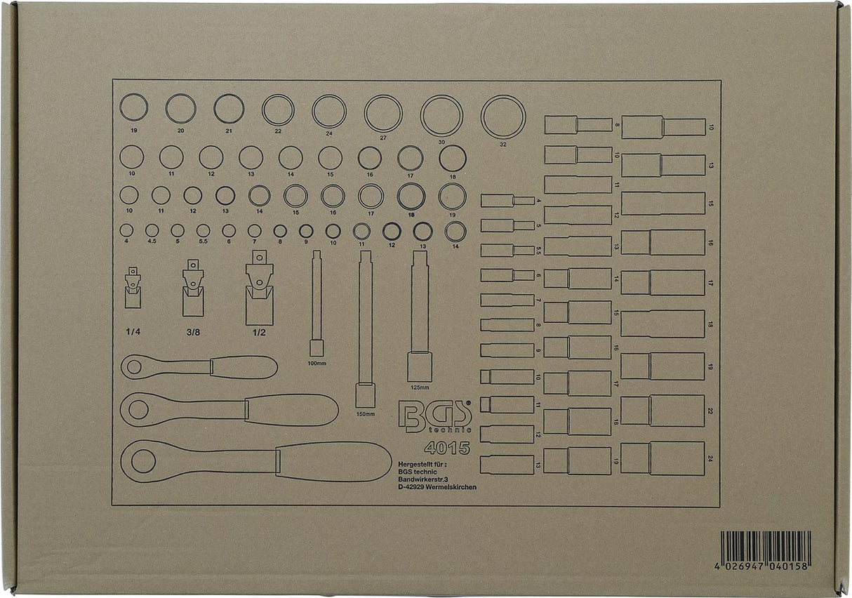 Įrankių dėklas 3/3: galvučių rinkinys | 80 vnt. (4015)