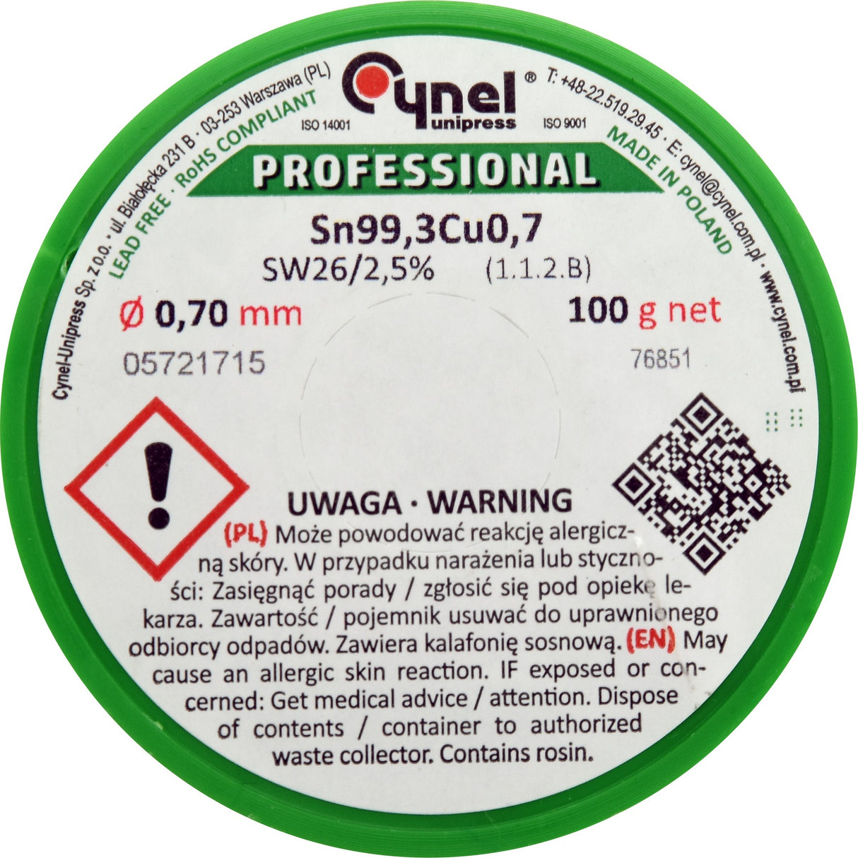 Lydmetalis be švino | Ø 0.7 mm | 100g (76851)