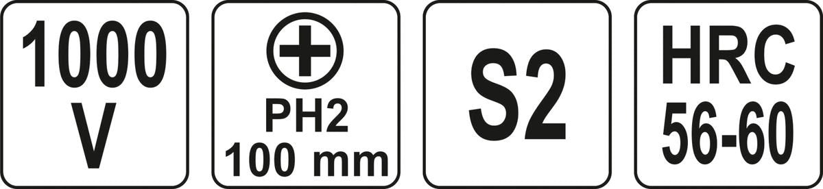 Izoliuotas atsuktuvas elektrikui | 1000V | PH2x100 mm (YT-2823)