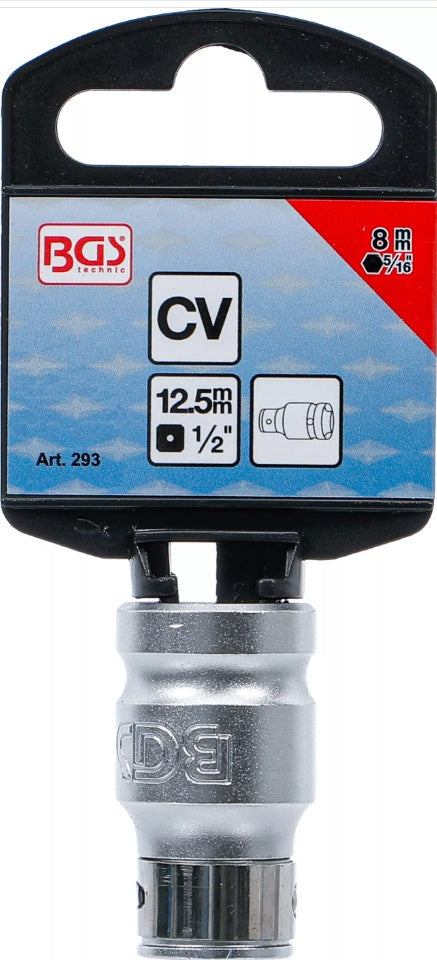 Adapteris su tvirtinimo rutuliu | 12,5 mm (1/2") | vidinis šešiakampis 8 mm (5/16") (293)