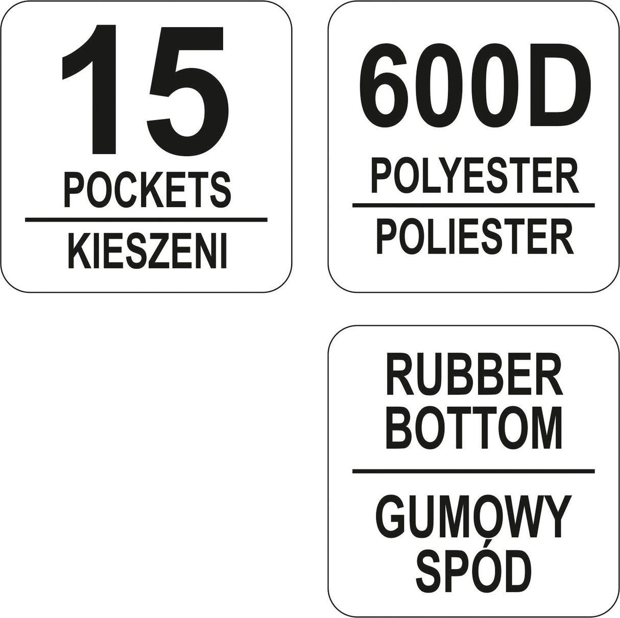 Krepšys įrankiams su guminiu korpusu 16" | 15 kišenių (YT-74361)