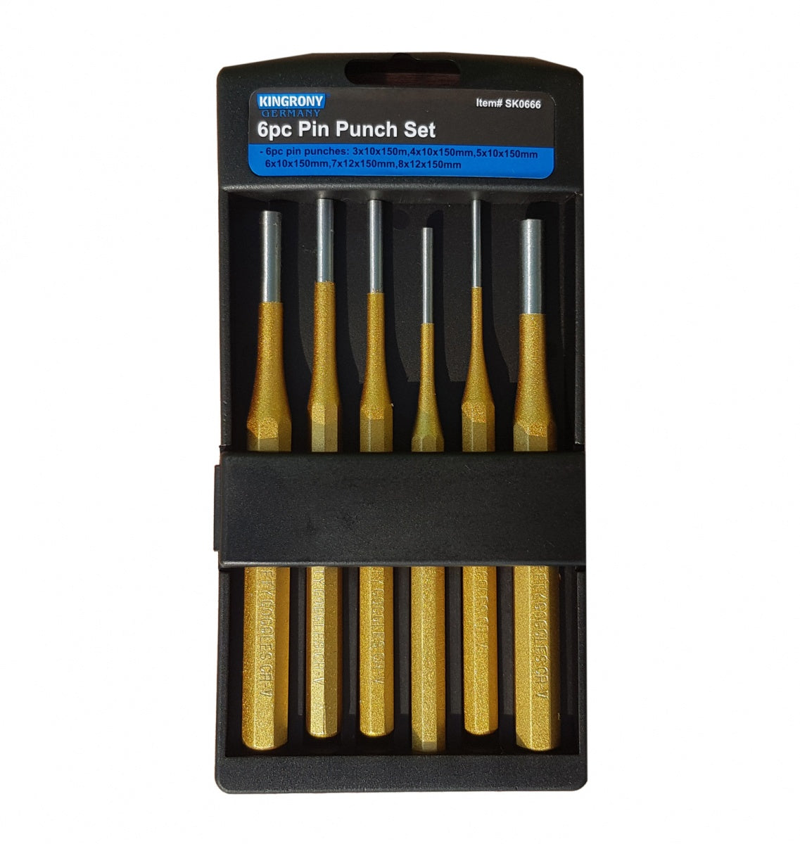 Bukų išmušėjų rinkinys | CR-V | 150 mm | 3 - 8 mm | 6 vnt. (SK0666)