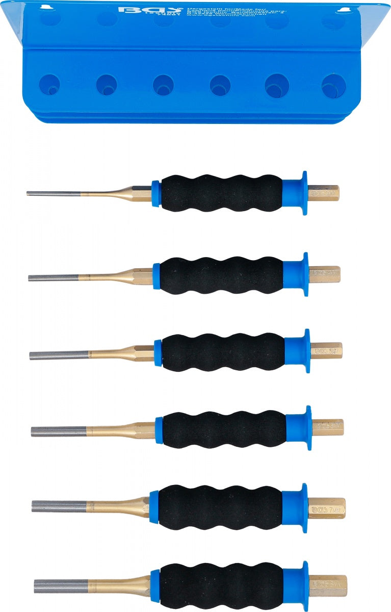 Bukų išmušėjų rinkinys | neslidi ergonomiška rankena | 180 mm | 3 - 8 mm | 6 vnt. (74591)