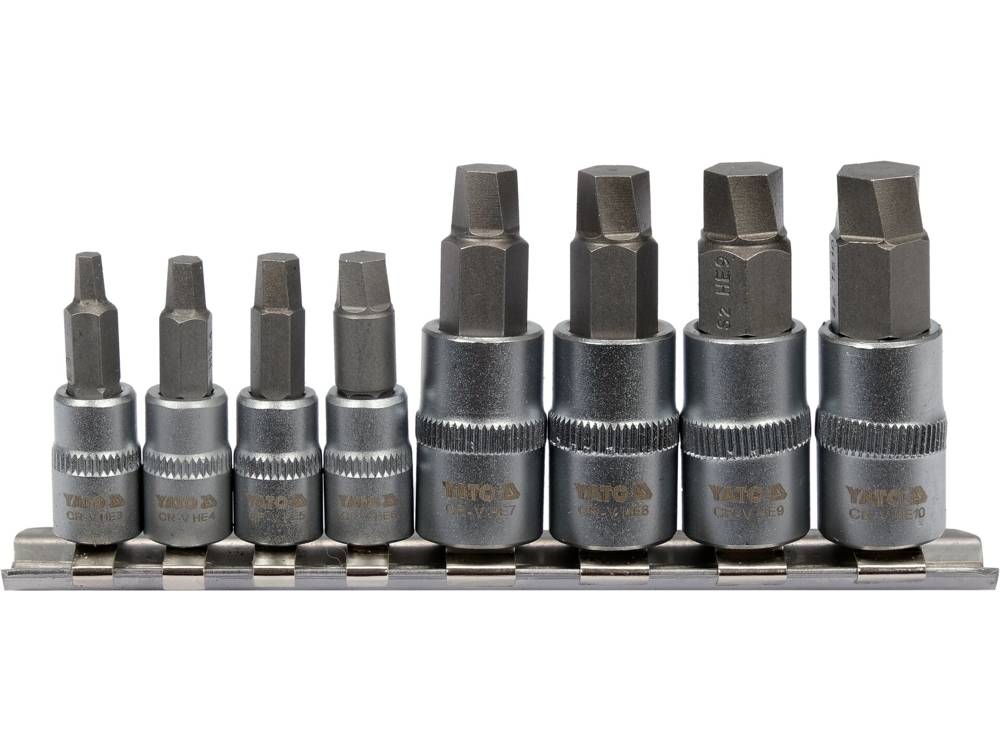 Sraigtiniai ištraukikliai | pažeistam hex | 6.3 mm (1/4") / 10 mm (3/8") | 3 - 10 mm | 8 vnt. (YT-04580)