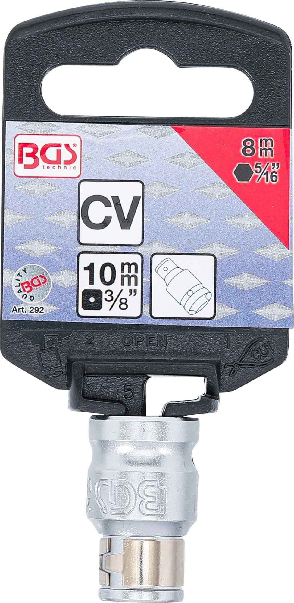 Adapteris su tvirtinimo rutuliu | 10 mm (3/8") | vidinis šešiakampis 8 mm (5/16") (292)