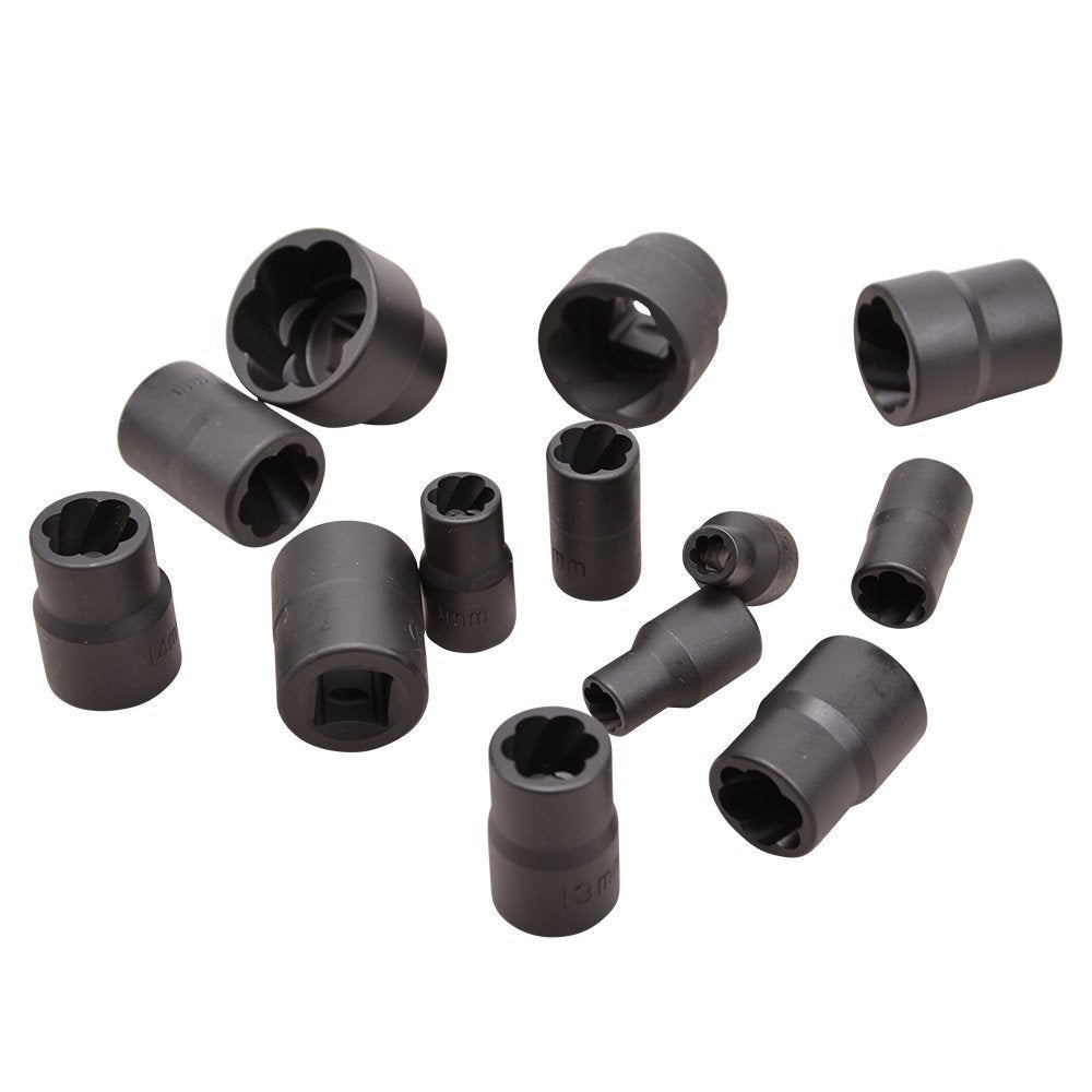 Galvučių sugadintiems varžtams komplektas 1/4"+1/2", 13vnt. "Stahlberg" (EH2408)