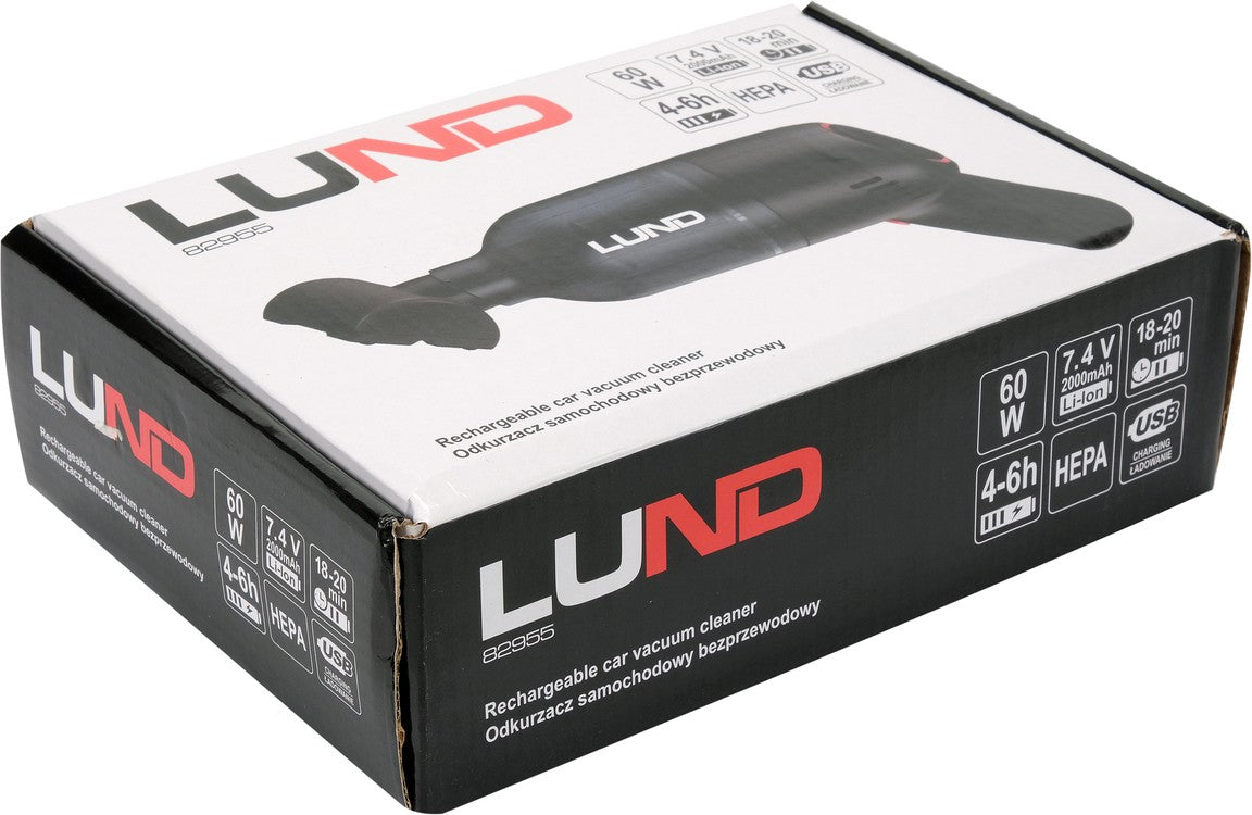 Automobilinis dulkių siurblys | akumuliatorinis | 60W / 4,5KPA / LI-ION 7,4V | 4000MAH | USB (82955)