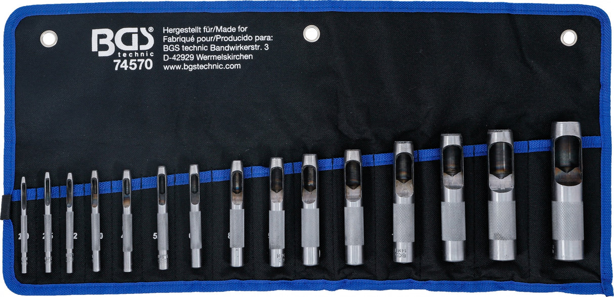 Skylių išmušėjų rinkinys | 2 - 22 mm | 15 vnt. (74570)