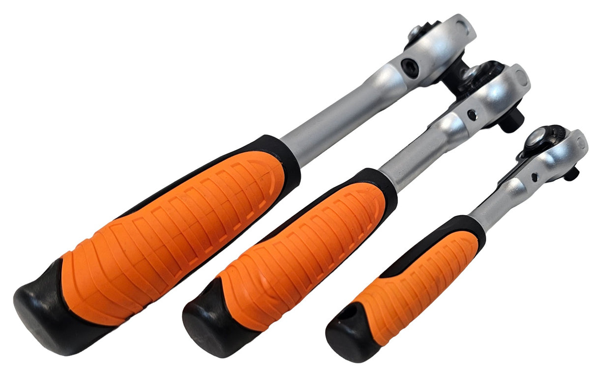 Terkšlių rinkinys | šarnyrinės galvutės | 6,3 mm (1/4") / 10 mm (3/8") / 12,5 mm (1/2") | 3 vnt. (SRA3S)