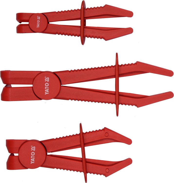 Žarnų užspaudimo replės lenktos | 90° kampas | 155-220 mm | 3 vnt. (YT-08403)