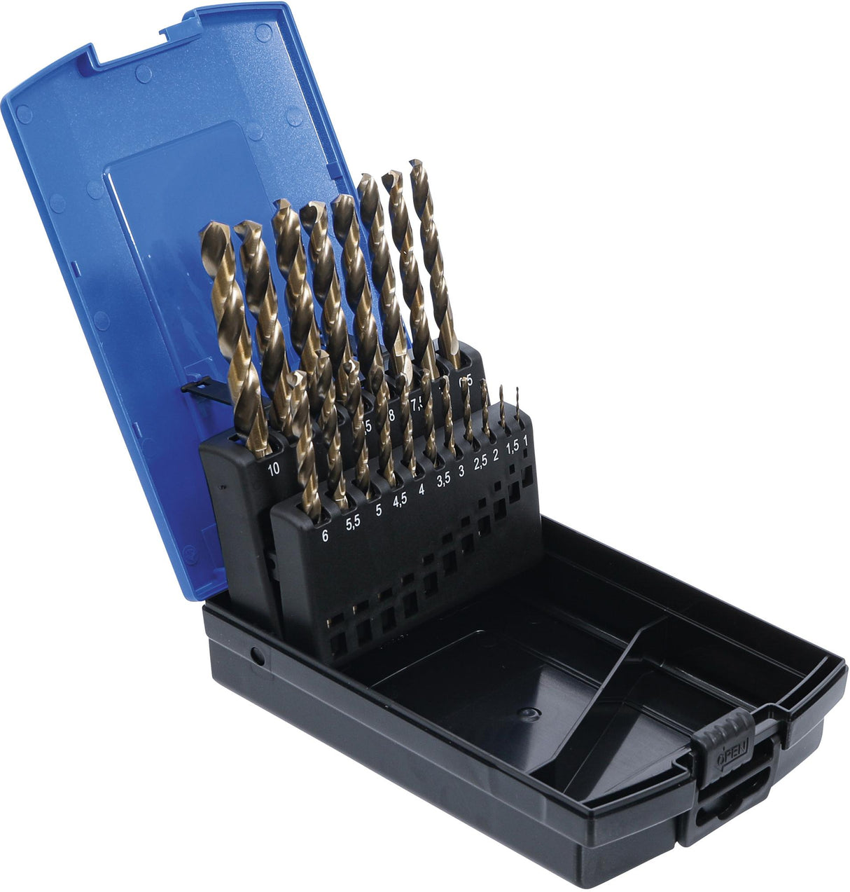Grąžtų rinkinys | HSS-G M35 kobalto plienas | 1 - 10 mm | 19 vnt. (9297)