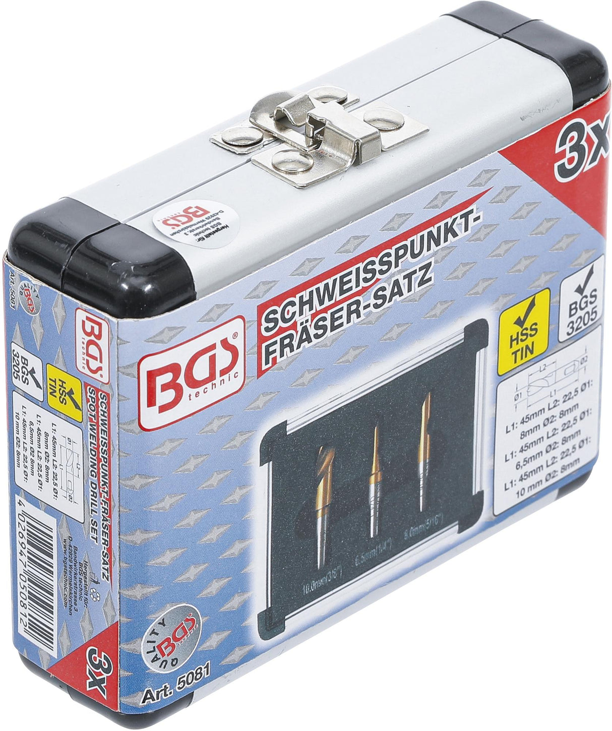 Grąžtai kontaktiniams taškams nugręžti | 5% kobalto plienas | 3 vnt. (5081)