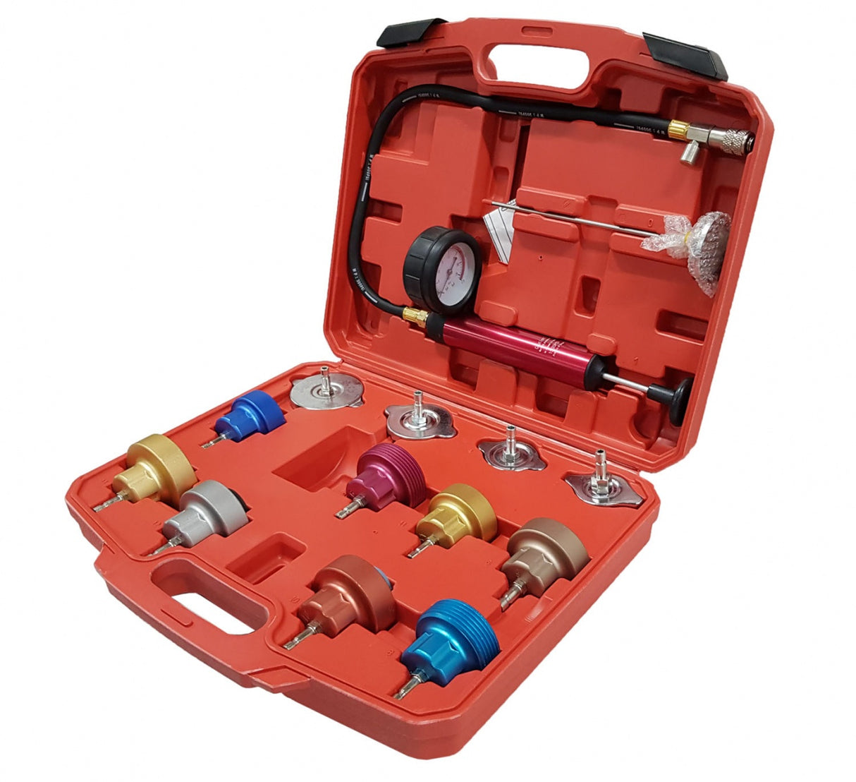 Aušinimo sistemos testavimo komplektas | 0 - 2,5 bar | 14 vnt. (H1079)