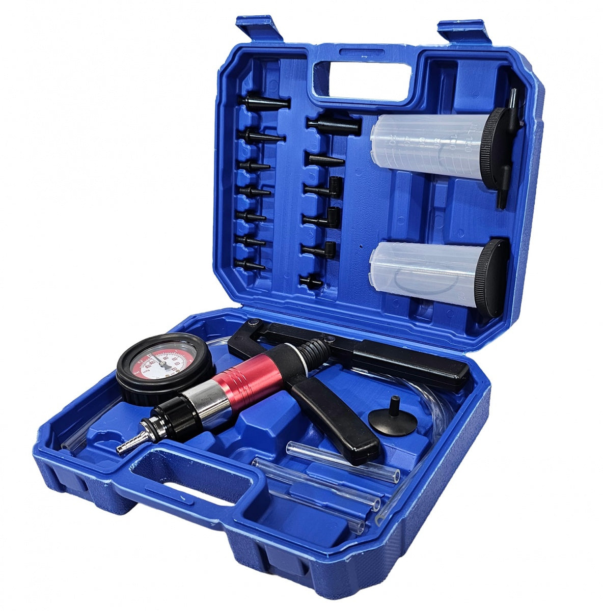 Vakuumo/slėgio matuoklis stabdžių skysčio nuorinimui | dvigubo veikimo (HS-A998B)