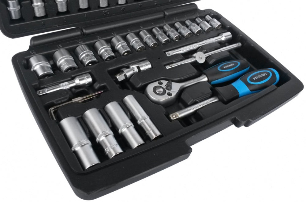 Galvučių su terkšle rinkinys 1/4", 48vnt. (KR141048)