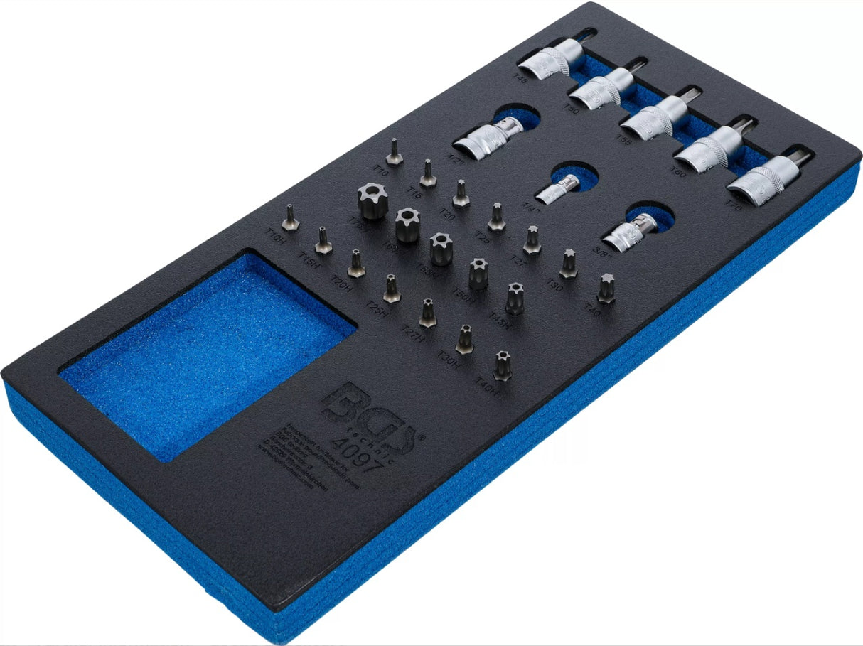 Įrankių dėklas 1/3: antgalių ir įpresuotų antgalių asortimentas | 27 vnt. (4097)