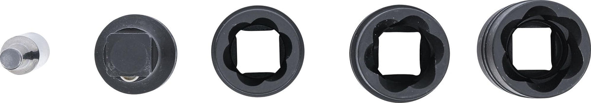 Specialus smūginių dvipusių galvučių rinkinys / sraigtiniai ištraukikliai ir ilgintuvas | 12,5 mm (1/2") | 17-19-21 mm | 3 vnt. (7467)
