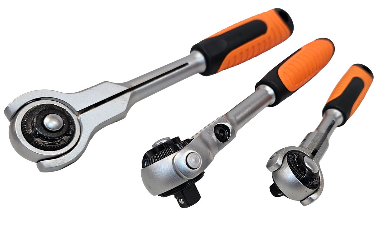 Terkšlių rinkinys | šarnyrinės galvutės | 6,3 mm (1/4") / 10 mm (3/8") / 12,5 mm (1/2") | 3 vnt. (SRA3S)