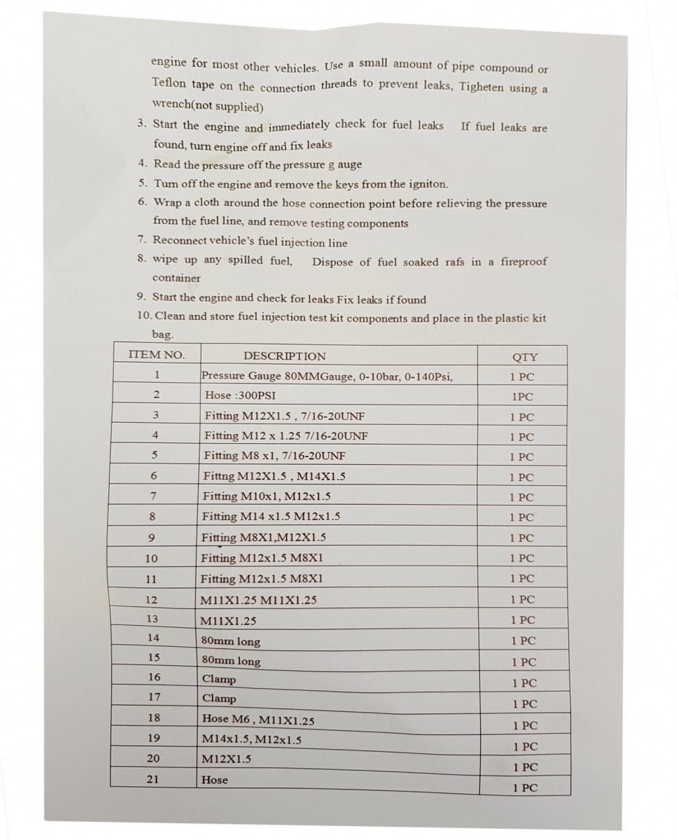 Kuro ir tepalo slėgio / spaudimo matuoklis | su adapteriais (B100117)