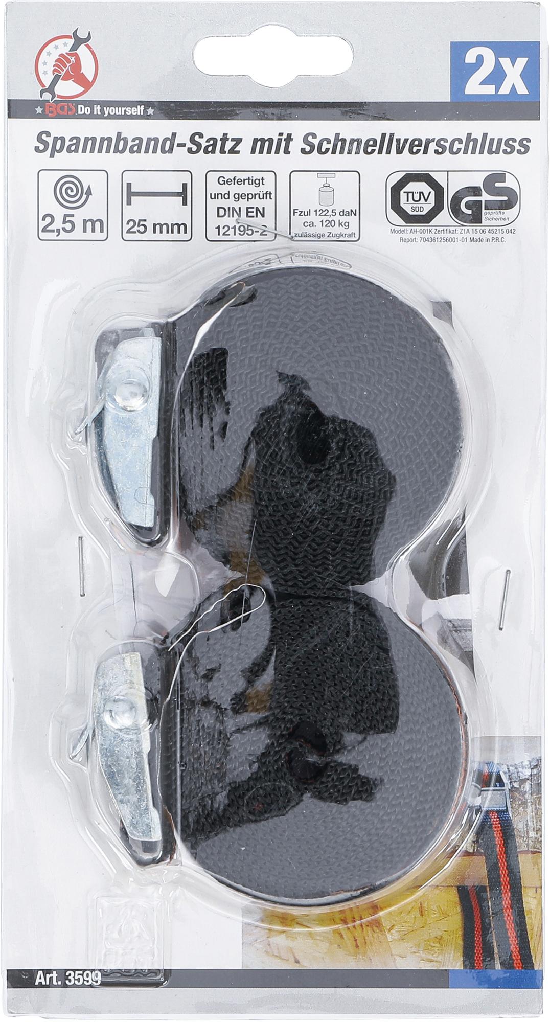 Bagažo juostų rinkinys | 2,5 m x 25 mm | 2 vnt. (3599)