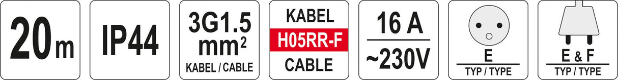 Ilgintuvas guminis su būgnu | 3х1,5 mm | 20 m (YT-81052)