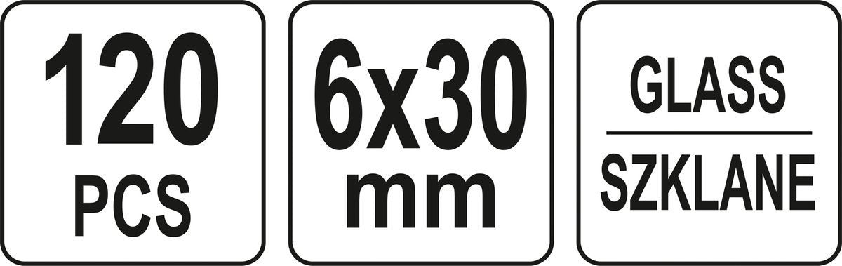 Stiklinių saugiklių asortimentas | 6X30 mm | 120 vnt. (YT-83130)