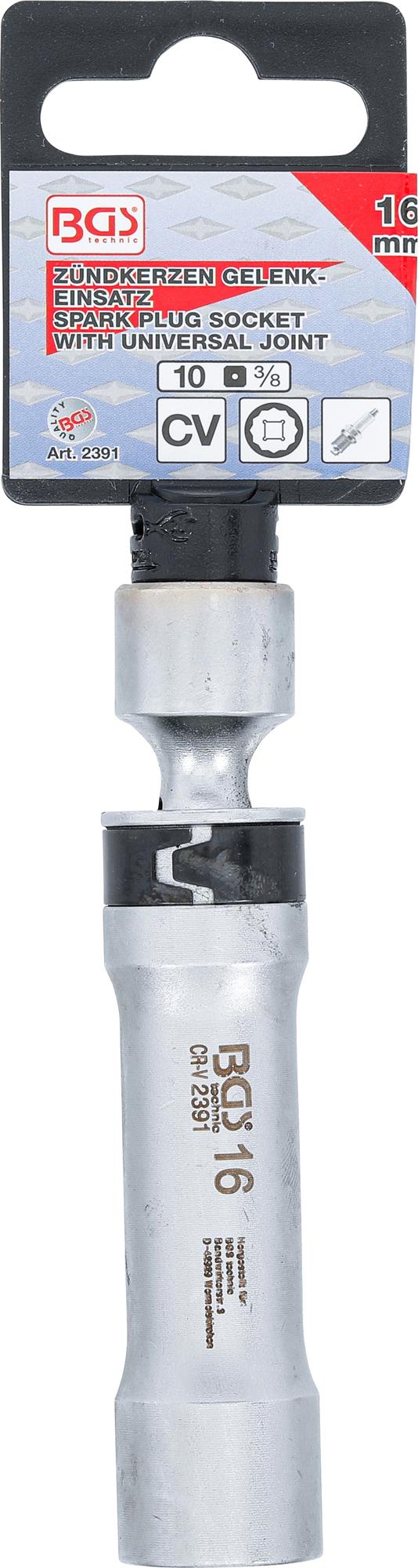 Galvutė žvakėms šarnyrinė 12 kampų, su atramine spyruokle | 10 mm (3/8") | 16 mm (2391)