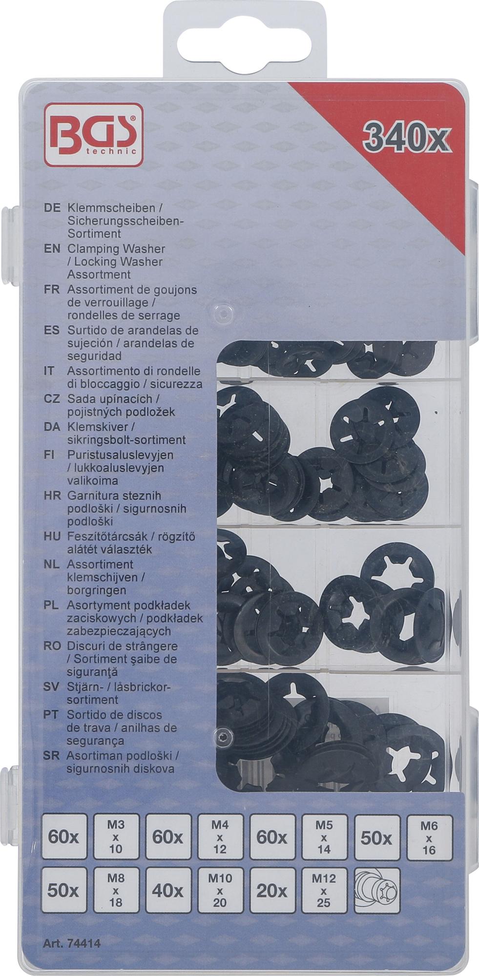 Prispaudžiamų poveržlių / fiksuojamų poveržlių asortimentas | M3 - M12 | 340 vnt. (74414)