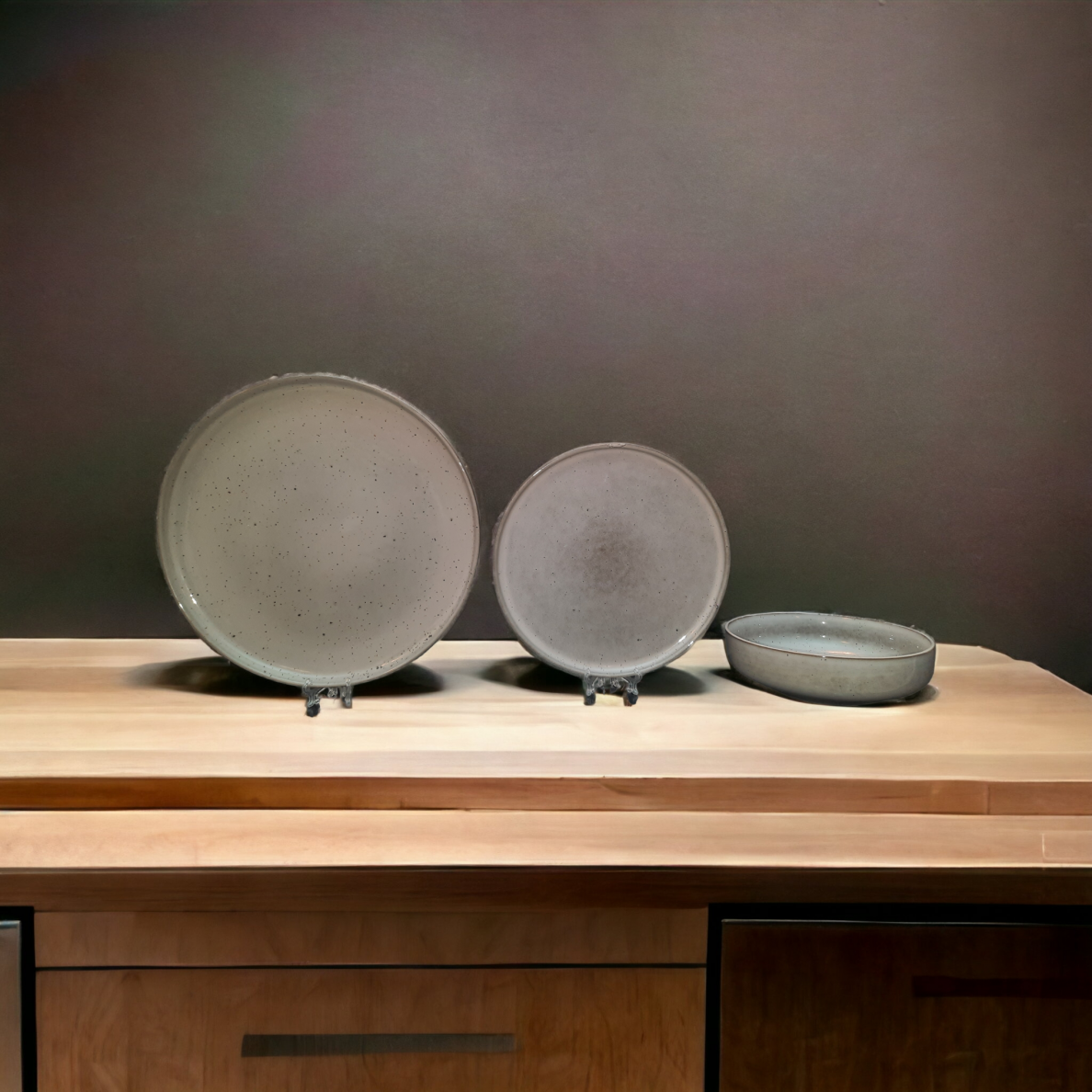 Dinnerware set STEPP | grey | ceramic | 3PCS. (STEPP)