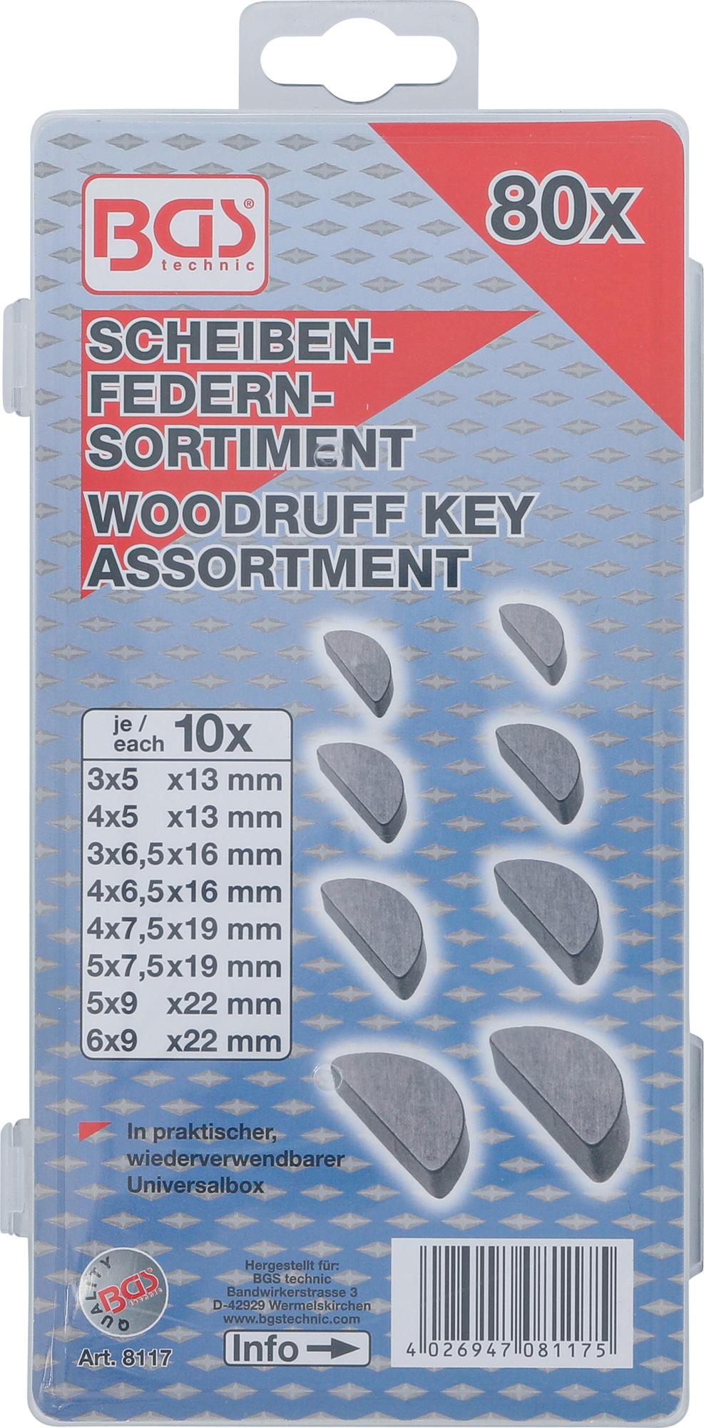 Pusmėnulių (Woodruff key) asortimentas | 80 vnt. (8117)